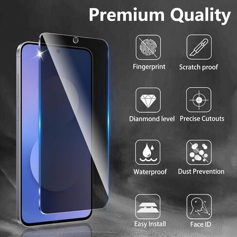 3+3 Pack Privacy Screen Protector Designed for Samsung Galaxy S25 Ultra With 3 Pack Camera Lens Protector,Full Coverage Anti-Spy Tempered Glass Film,9H Hardness,Bubble Free,Easy to Install in Kuwait