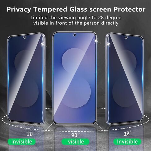 3+3 Pack Privacy Screen Protector Designed for Samsung Galaxy S25 Ultra With 3 Pack Camera Lens Protector,Full Coverage Anti-Spy Tempered Glass Film,9H Hardness,Bubble Free,Easy to Install in Kuwait