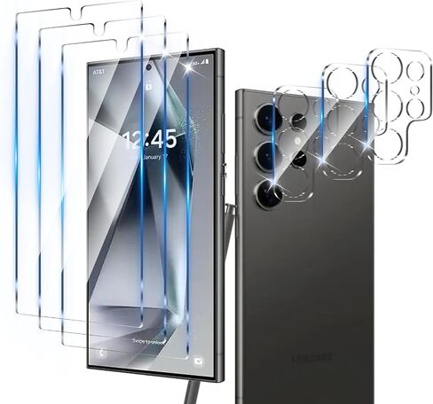 3+3 Pack Privacy Screen Protector Designed for Samsung Galaxy S25 Ultra With 3 Pack Camera Lens Protector,Full Coverage Anti-Spy Tempered Glass Film,9H Hardness,Bubble Free,Easy to Install in Kuwait