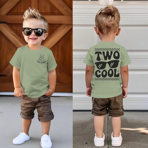 Two Cool Birthday Shirts Toddler Boy 2T Birthday T-Shirt 2 Years Old B-Day Party Outfit Short Sleeve Tee Tops Clothes in Kuwait