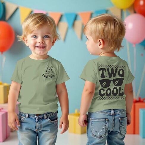Two Cool Birthday Shirts Toddler Boy 2T Birthday T-Shirt 2 Years Old B-Day Party Outfit Short Sleeve Tee Tops Clothes in Kuwait