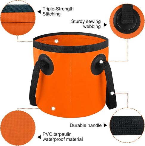 5 Gallon Collapsible Bucket with Handle, Car Wash Bucket Foldable Water Storage Container for Camping Fishing Beach Gardening, Portable Laundry Wash Basin for RV Cleaning Supplies Swamp Emergency Prep in Kuwait