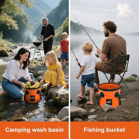5 Gallon Collapsible Bucket with Handle, Car Wash Bucket Foldable Water Storage Container for Camping Fishing Beach Gardening, Portable Laundry Wash Basin for RV Cleaning Supplies Swamp Emergency Prep in Kuwait