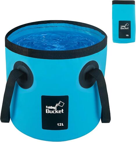5 Gallon Collapsible Bucket with Handle, Car Wash Bucket Foldable Water Storage Container for Camping Fishing Beach Gardening, Portable Laundry Wash Basin for RV Cleaning Supplies Swamp Emergency Prep in Kuwait