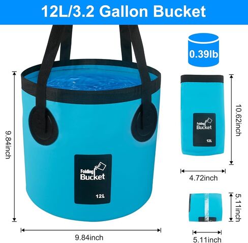 5 Gallon Collapsible Bucket with Handle, Car Wash Bucket Foldable Water Storage Container for Camping Fishing Beach Gardening, Portable Laundry Wash Basin for RV Cleaning Supplies Swamp Emergency Prep in Kuwait