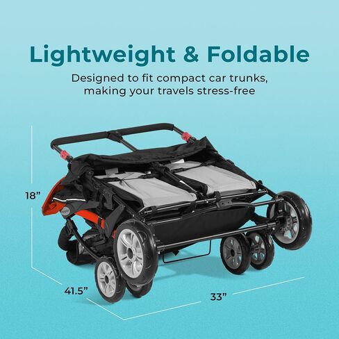 Gaggle Compass Quad 4 Seat Foldable Stroller, Black | Quad stroller with canopy, large storage basket, 5-point harnesses, and smooth handling for family or childcare. in Saudi Arabia