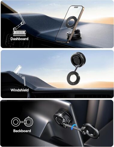حامل هاتف Joyroom Suction Cup ، حامل هاتف فراغ للسيارة ، 360 درجة مئوية Magsafe Car Mount for iPhone 16 Pro Max/iPhone 15 14 12 & Android Magsafe ، Silver in Kuwait