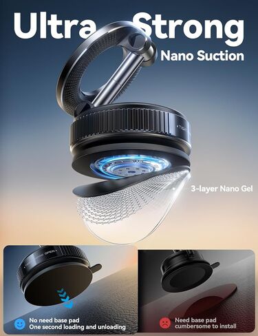 حامل هاتف Joyroom Suction Cup ، حامل هاتف فراغ للسيارة ، 360 درجة مئوية Magsafe Car Mount for iPhone 16 Pro Max/iPhone 15 14 12 & Android Magsafe ، Silver in Kuwait