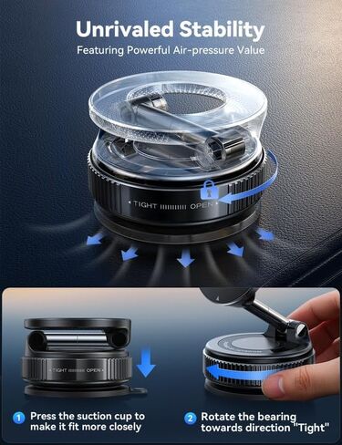 حامل هاتف Joyroom Suction Cup ، حامل هاتف فراغ للسيارة ، 360 درجة مئوية Magsafe Car Mount for iPhone 16 Pro Max/iPhone 15 14 12 & Android Magsafe ، Silver in Kuwait
