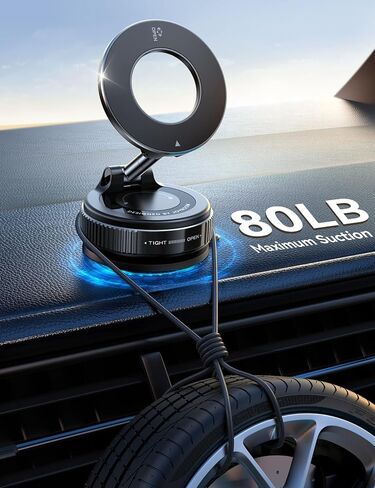 حامل هاتف Joyroom Suction Cup ، حامل هاتف فراغ للسيارة ، 360 درجة مئوية Magsafe Car Mount for iPhone 16 Pro Max/iPhone 15 14 12 & Android Magsafe ، Silver in Kuwait
