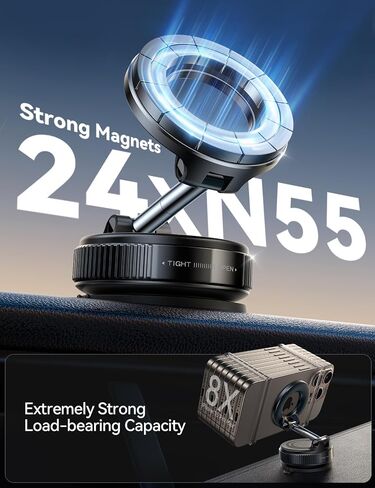 حامل هاتف Joyroom Suction Cup ، حامل هاتف فراغ للسيارة ، 360 درجة مئوية Magsafe Car Mount for iPhone 16 Pro Max/iPhone 15 14 12 & Android Magsafe ، Silver in Kuwait