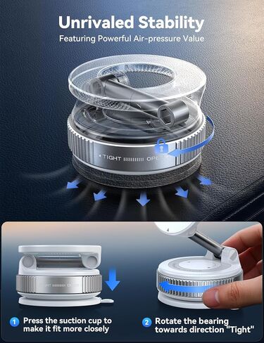 حامل هاتف Joyroom Suction Cup ، حامل هاتف فراغ للسيارة ، 360 درجة مئوية Magsafe Car Mount for iPhone 16 Pro Max/iPhone 15 14 12 & Android Magsafe ، Silver in Kuwait
