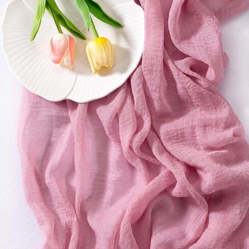 SoComi Green CheeseCloth Table Runner Olive Summer Gauze 120 inch Rustic Boho Cheese Cloth Runner for Wedder in Kuwait