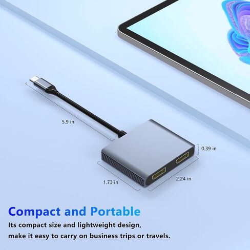 USB C لعرض Poxport و HDMI Adapter 4-in-1 مع 100W PD & USB 3.0 Support Displiter Extended Display for Type C ، MacOS فقط يعكس نفس الشاشة (SST) ، ويندوز تمد شاشتين مختلفتين in Kuwait