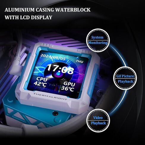 Thermalright FW PRO 360 ARGB RB CPU Water Cooler with 2000RPM,IPS LCD Screen with 320x320 Resolution,Liquid CPU Cooler with 2.73in LCD Display,CPU Cooler for AM5/Intel LGA1851/1700,Magnetic Cold Head in Saudi Arabia