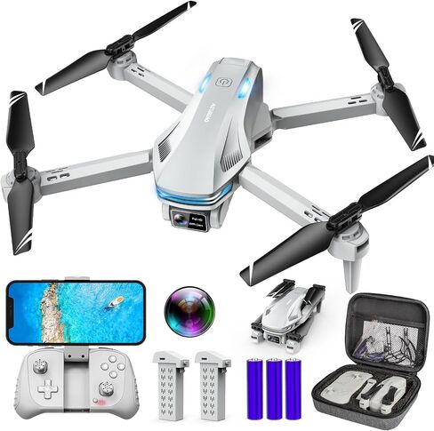 Drone with Camera for Adults, 2K HD FPV Drones with Upgrade Altitude Hold, One-Key Take Off/Landing, Speed Adjustment, Headless Mode, 2 Batteries, Toys Gifts for Teen Boys Girls, Beginner in Saudi Arabia