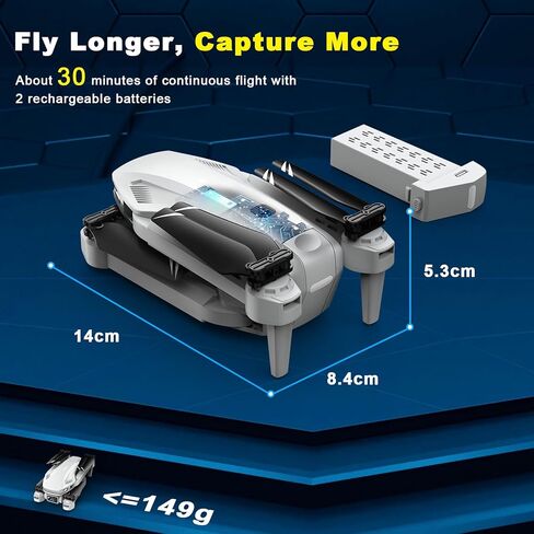 Drone with Camera for Adults, 2K HD FPV Drones with Upgrade Altitude Hold, One-Key Take Off/Landing, Speed Adjustment, Headless Mode, 2 Batteries, Toys Gifts for Teen Boys Girls, Beginner in Saudi Arabia