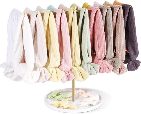 POVETIRE Baby Headband Holder Bow Organizer for Girs,Hair Ties Display Nylon Hairband Storage Head Wrap Stand Hair Accessories Organizer for Newborn Infant Toddler Kids in Kuwait