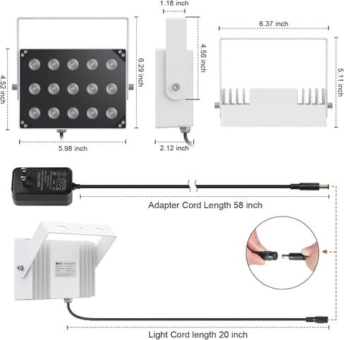 Univivi IR Illuminator 15 LEDs 90 Degree Wide Angle IR Lights for Night Vision IP67 Waterproof 850nm Infrared Light for Security Surveillance Camera Indoor&Outdoor in Kuwait