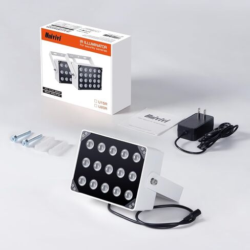 Univivi IR Illuminator 15 LEDs 90 Degree Wide Angle IR Lights for Night Vision IP67 Waterproof 850nm Infrared Light for Security Surveillance Camera Indoor&Outdoor in Kuwait