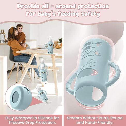 3 PCS Dr Brown Glass Bottles Silicone Sleeves, Compatible with Dr Browns Glass Bottles 4 oz, Anti-Drop Dr Brown Baby Bottles Sleeves with Handles, Heat-Insulating and Easy to Clean in Saudi Arabia