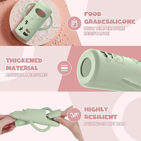 3 PCS Dr Brown Glass Bottles Silicone Sleeves, Compatible with Dr Browns Glass Bottles 4 oz, Anti-Drop Dr Brown Baby Bottles Sleeves with Handles, Heat-Insulating and Easy to Clean in Saudi Arabia