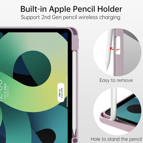 Case for iPad Air 11 Inch 2025/2024, iPad Air5th 2022 Case with Pencil Holder, Transparent Clear Hard Back Shell, Trifold Stand, Smart Protective Cover for iPad Air4th,Creamy White in Kuwait