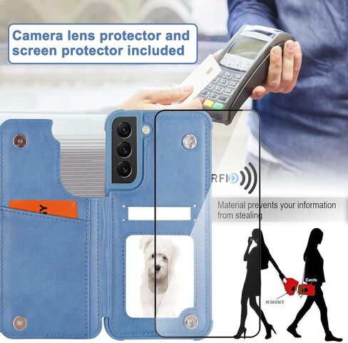 حالة محفظة Vanavagy متوافقة مع Samsung Galaxy S22+ Plus 5G للنساء والرجال ، والجلد ، غلاف الهاتف الوروبي يناسب جبل السيارة المغناطيسية مع حامل بطاقة الائتمان ، الأسود in Kuwait