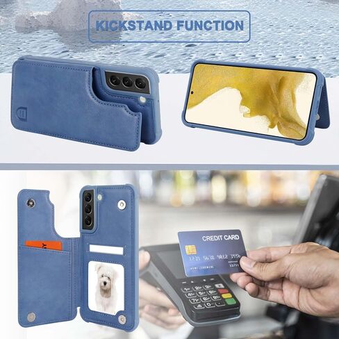 حالة محفظة Vanavagy متوافقة مع Samsung Galaxy S22+ Plus 5G للنساء والرجال ، والجلد ، غلاف الهاتف الوروبي يناسب جبل السيارة المغناطيسية مع حامل بطاقة الائتمان ، الأسود in Kuwait