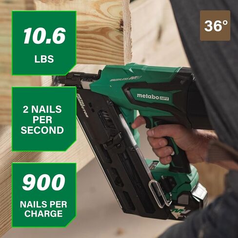 Metabo HPT Cordless Metal Connector Nailer, 18V - 4.0 Ah Battery, 1-1/2-Inch 36 Degree Paper Tape Metal Connector Nails, NR1838DKA in Saudi Arabia