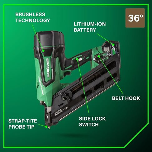 Metabo HPT Cordless Metal Connector Nailer, 18V - 4.0 Ah Battery, 1-1/2-Inch 36 Degree Paper Tape Metal Connector Nails, NR1838DKA in Saudi Arabia