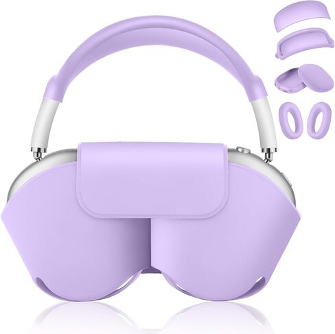 【5 في 1】 متوافق مع Airpods Max 2/1 غطاء الحالة الذكي ، وضع السكون متوافق ، لسماعات Apple Airpod Max Case Loft Leather و Silicone مجموعة من أربع قطع ملحقات واقية محمولة ، أسود ، in Kuwait