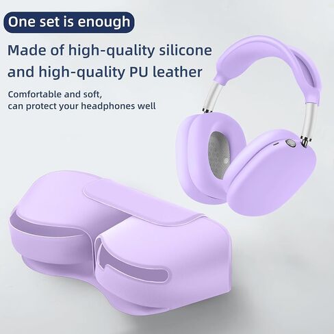 【5 في 1】 متوافق مع Airpods Max 2/1 غطاء الحالة الذكي ، وضع السكون متوافق ، لسماعات Apple Airpod Max Case Loft Leather و Silicone مجموعة من أربع قطع ملحقات واقية محمولة ، أسود ، in Kuwait
