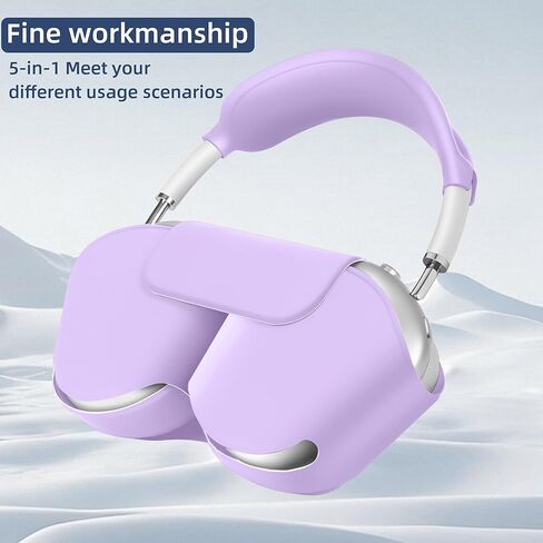 【5 في 1】 متوافق مع Airpods Max 2/1 غطاء الحالة الذكي ، وضع السكون متوافق ، لسماعات Apple Airpod Max Case Loft Leather و Silicone مجموعة من أربع قطع ملحقات واقية محمولة ، أسود ، in Kuwait