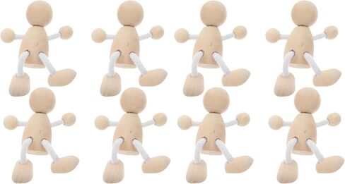 4pcs Diy Wooden Peg Dolls - Unfinished Paintable Wood Peg People for Teens, Peg Dolls Unfinished, 3.14x2.55x1.37 Inch, Beige, Safe and Smooth for Crafting and Play in Saudi Arabia