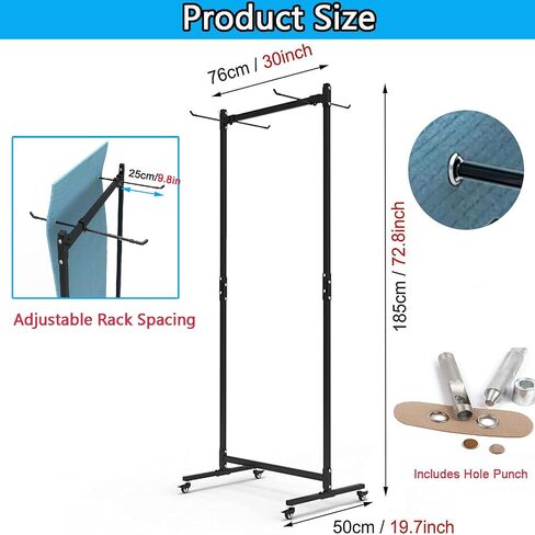 Yoga Mat Holder Hanging, Floor Rolling Yoga Mat cart, Large Capacity Storage Rack, with Includes hole punch, Metal square tube storage shelf for Home Gym,Fitness Club,Yoga Studio (Black) in Saudi Arabia