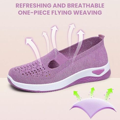 Women Comfy Orthopedic Walking Shoes, 2025 New Wide Width Orthopedic Shoes Non Slip Lightweight Breathable Slip On Arch Support Non-Slip Sneakers in Saudi Arabia