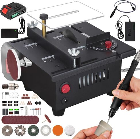 Mini Table Saw for Crafts,100W Power Mini Multi-Functional Table Saw,Portable Small,Battery or Plug-In Operation,0-90° Cutting,for DIY,Wood,Acrylic,and PCB Cutting in Saudi Arabia