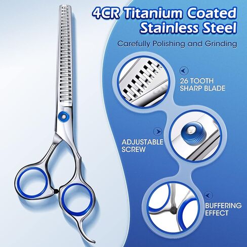 Gimars Titanium Coated Professional 6 in 1 4CR Stainless Steel Dog Grooming Scissors with Safety Round Tip, Heavy Duty Pet Grooming Scissor for Dogs, Cats and Other Animals in Kuwait