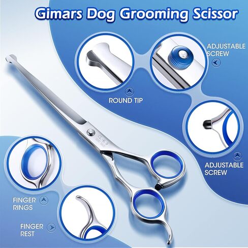 Gimars Titanium Coated Professional 6 in 1 4CR Stainless Steel Dog Grooming Scissors with Safety Round Tip, Heavy Duty Pet Grooming Scissor for Dogs, Cats and Other Animals in Kuwait