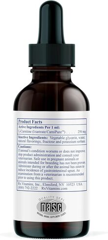 Rx Vitamins LiquiCarn - Pure L-Carnitine for Dogs and Cats to Aid in Dog Weight Loss - Provides High Energy and Helps in Metabolism - Supports Heart Health - 4oz (Bacon-Liver Flavor) in Saudi Arabia