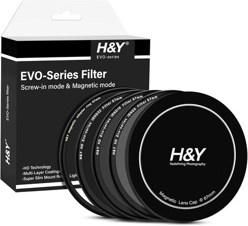 H&Y 112mm ND Filter IRND8 IRND64 IRND1000 ND Filter Neutral Density Filter Camera Lens ND Filter Screw in and Magnetic Lens Filter 2 in 1 with Magnetic Adapter Ring, EVO Series Landscape ND Kit in Kuwait