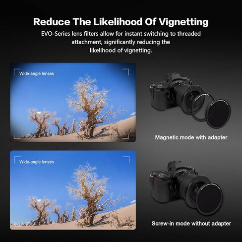 H&Y 112mm ND Filter IRND8 IRND64 IRND1000 ND Filter Neutral Density Filter Camera Lens ND Filter Screw in and Magnetic Lens Filter 2 in 1 with Magnetic Adapter Ring, EVO Series Landscape ND Kit in Kuwait