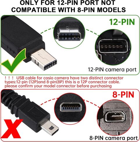 Camera Charger Cable Cord for Casio Exilim EX-H60 EX-ZS220 EX-N50 QV-R200, 8-Pin Data Transfer Cable Replacement for Casio EMC-5U 5FT in Saudi Arabia