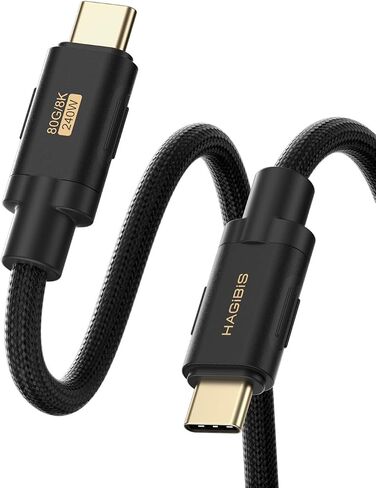 Hagibis USB4 V2 Cable, Super Soft 80Gpbs 240W 8K@60Hz USB C to Type-C Fast Charging Cable for iPhone 16 Pro Max, iPad Pro, Thunderbolt 5/4/3, MacBook Pro in Saudi Arabia