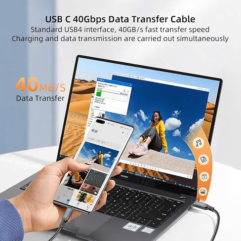 USB C Cable for Thunderbolt 4/3 Cable 3.3ft 2-Pack, 40Gbps/240W/8K/4K@60Hz in Saudi Arabia