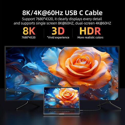 USB C Cable for Thunderbolt 4/3 Cable 3.3ft 2-Pack, 40Gbps/240W/8K/4K@60Hz in Saudi Arabia