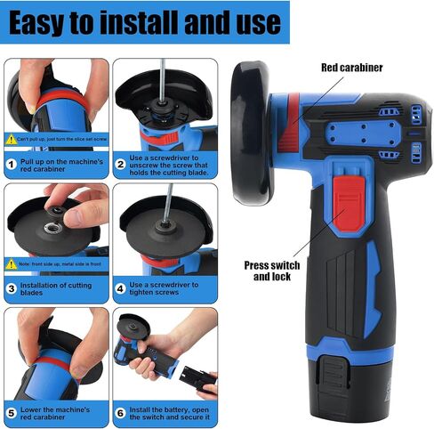 19500RPM Mini Angle Grinder Tool, 4000 mAh Cordless Angle Grinder with battery, Small Portable Angle Grinder, Cordless cut off tool,Brushless Handheld Angle Grinders in Saudi Arabia