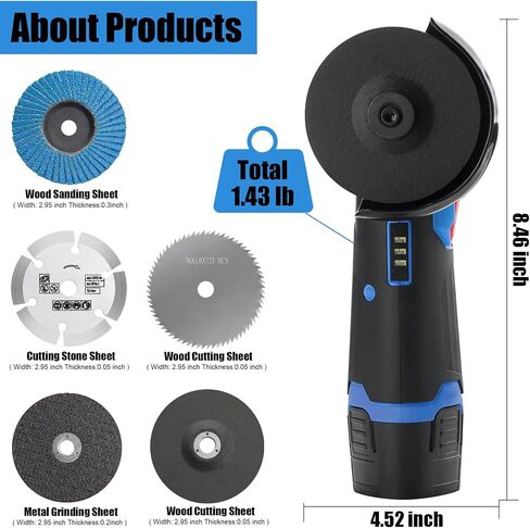 19500RPM Mini Angle Grinder Tool, 4000 mAh Cordless Angle Grinder with battery, Small Portable Angle Grinder, Cordless cut off tool,Brushless Handheld Angle Grinders in Saudi Arabia