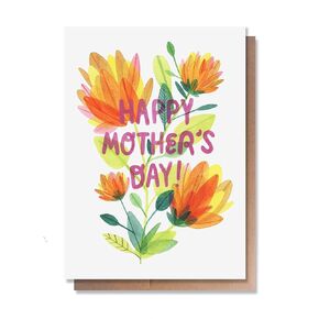 Wunderkid Happy Mother's Day Card, Beautiful Flowers for Mom Greeting Card (1 Single Card, Blank inside)